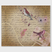 ヴィンテージデカップバードフェザーエフェメラ ラッピングペーパー (フラット)