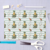 ヴィンテージデカップフラミンゴとパイナップルパターン 薄葉紙 (クラフト)