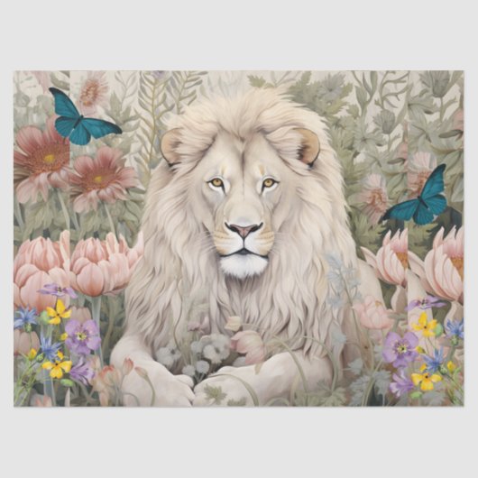 ヴィンテージデカップライオンヘッド&フラワーズティッシュペーパー 薄葉紙 (正面)