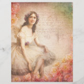 ヴィンテージデカップレディビクトリアンスクラップブック紙 (正面)