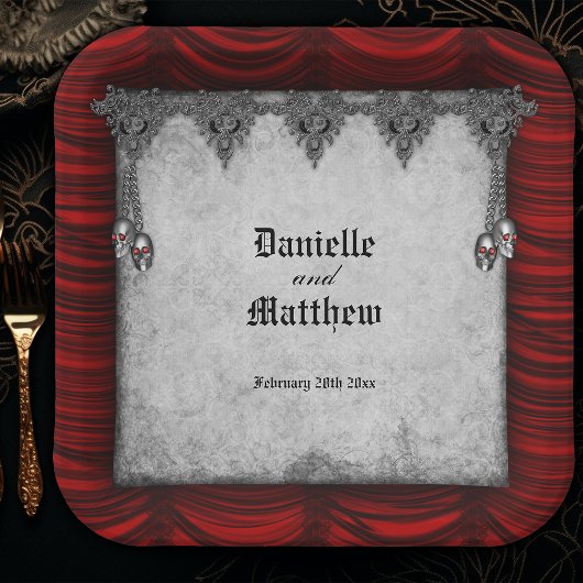 ヴィンテージデカデンスオールドパーチメントゴシック結婚ズ ペーパープレート