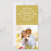 ヴィンテージデコの葉フレームシーズンのグリーティングフォト シーズンカード (正面)