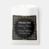 ヴィンテージデコアーエレガントト白黒結婚金ゴールド フェイバーバッグ (正面)