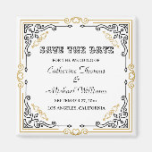 ヴィンテージデコアーエレガントト白黒結婚金ゴールド マグネット (正面)