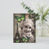 ヴィンテージデコギャツビーの女の子パリジャンファッショニスタ ポストカード (スタンド正面)