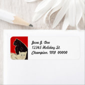 ヴィンテージデコスタイルキャッツブラック&ホワイト住所 シール (インサイチュ)