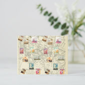 ヴィンテージデコップエフエマラ旅行切手マップ ポストカード (スタンド正面)