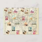 ヴィンテージデコップエフエマラ旅行切手マップ ポストカード (正面)