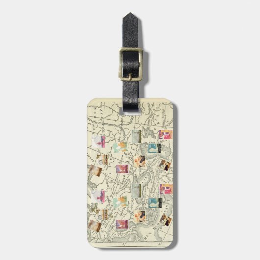 ヴィンテージデコップエフエマラ旅行切手マップ ラゲッジタグ (正面縦)