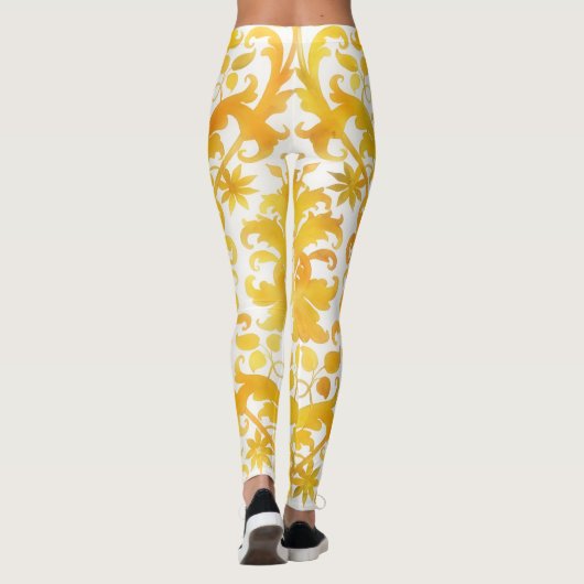 ヴィンテージデコパターン金ゴールドイエローアートレギンス レギンス (裏面)