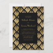 ヴィンテージデコファンブラック金ゴールド1920結婚s 招待状 (正面)