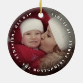 ヴィンテージデコフェスティバルの葉の赤いクリスマスフォト セラミックオーナメント (裏面)