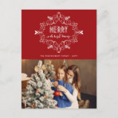 ヴィンテージデコフェスティバルの葉メリークリスマスフォト シーズンポストカード (正面)