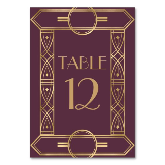 ヴィンテージデコフレームバーガンディ結婚金ゴールド テーブルナンバー (裏面)