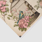 ヴィンテージデコページ紙ピンクバードチョウ 薄葉紙 (詳細)