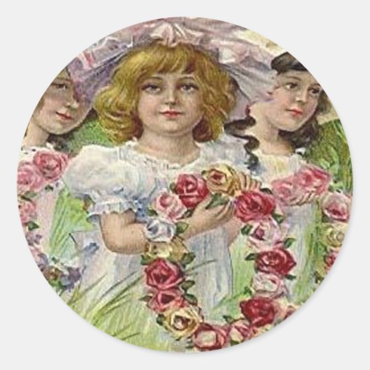 ヴィンテージデコレーションデイガール ラウンドシール (正面)