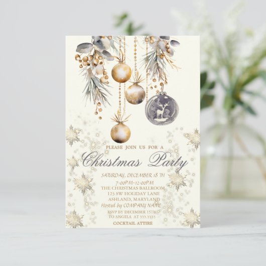 ヴィンテージデコレーションボールスノーフレーク会社 招待状 (スタンド正面)