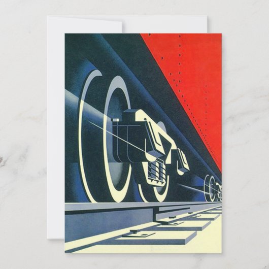 ヴィンテージデコレールレトロトレインホイール招待状 招待状 (正面)