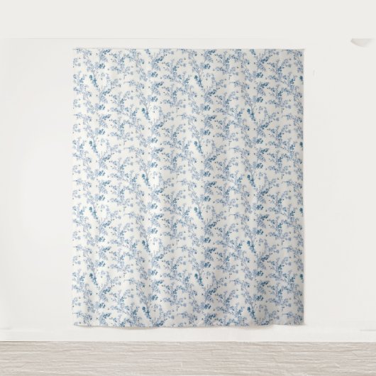ヴィンテージデコーフランスのル、ヴィンテージ、青フローラ春 タペストリー (正面)