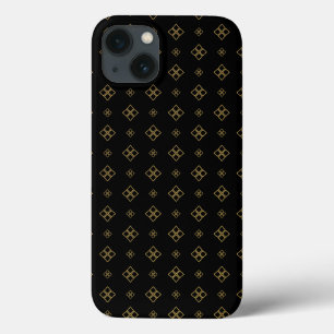 ヴィンテージデザイナ金ゴールドひし形パターン iPhone 13ケース