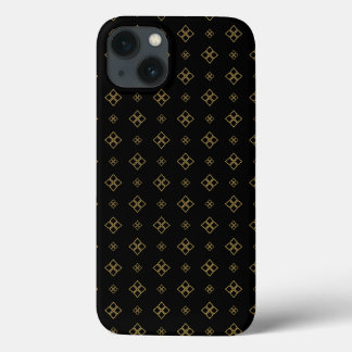 ヴィンテージデザイナ金ゴールドひし形パターン iPhone 13ケース