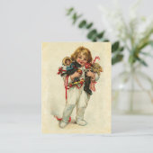 ヴィンテージデザインおもちゃ可愛い少年 シーズンポストカード (スタンド正面)