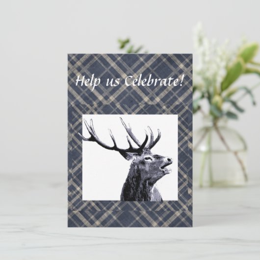 ヴィンテージデザインの鹿の離婚またはカスタムパーティ 招待状 (スタンド正面)
