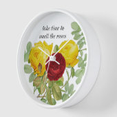 ヴィンテージデザインイエローレッドローズ 壁時計 (傾斜)