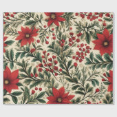 ヴィンテージデザインクリスマスラッピング紙 ラッピングペーパー (フラット)