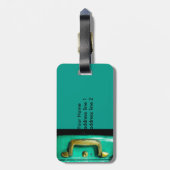 ヴィンテージデザインティール(緑がかった色)タグwanderlust文字 ラゲッジタグ (裏面縦)