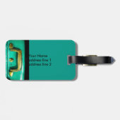 ヴィンテージデザインティール(緑がかった色)タグwanderlust文字 ラゲッジタグ (裏面横)