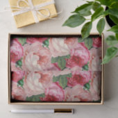 ヴィンテージデザインピンクローズフローラクラフト 薄葉紙 (ギフト)