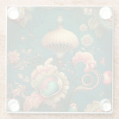 ヴィンテージデザインフローラ緑 ガラスコースター (裏面)