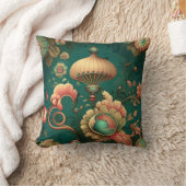 ヴィンテージデザインフローラ緑 クッション (ブランケット)