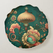 ヴィンテージデザインフローラ緑 ラウンドクッション (裏面)