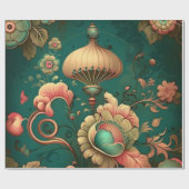 ヴィンテージデザインフローラ緑 ラッピングペーパー (フラット)