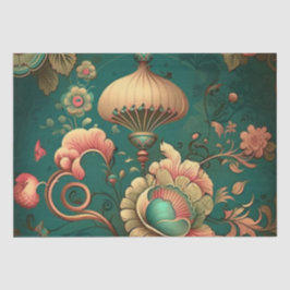 ヴィンテージデザインフローラ緑 薄葉紙