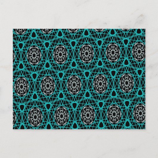 ヴィンテージデザインホワイト、ブラック、ターコイズ ポストカード (正面)