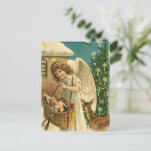 ヴィンテージデザイン天使、鹿、クリスマスツリー シーズンポストカード (スタンド正面)