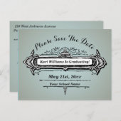 ヴィンテージデザイン日付の保存 – 独自の色を選択 ポストカード (正面/裏面)