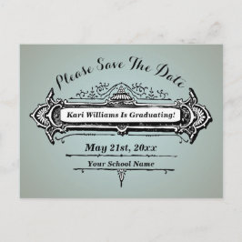 ヴィンテージデザイン日付の保存 – 独自の色を選択 ポストカード