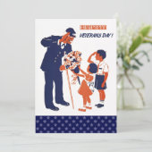 ヴィンテージデザイン退役軍人デイフラットカード サンキューカード (スタンド正面)