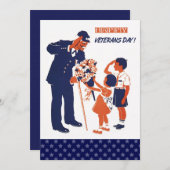 ヴィンテージデザイン退役軍人デイフラットカード サンキューカード (正面/裏面)