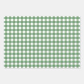 ヴィンテージデザイン、ギンガムチェックとパインブランチ ラッピングペーパーシート (正面2)