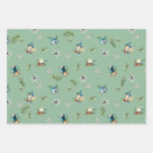 ヴィンテージデザイン、ギンガムチェックとパインブランチ ラッピングペーパーシート (正面)