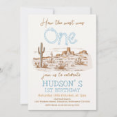 ヴィンテージデザートウェスタンワイルドウェスト1歳の誕生日 招待状 (正面)