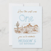 ヴィンテージデザートウェスタンワイルドウェスト1歳の誕生日 招待状 (裏面)