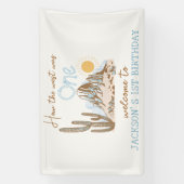 ヴィンテージデザートウェスタン1stバースデーウェルカムバナー 横断幕 (縦)