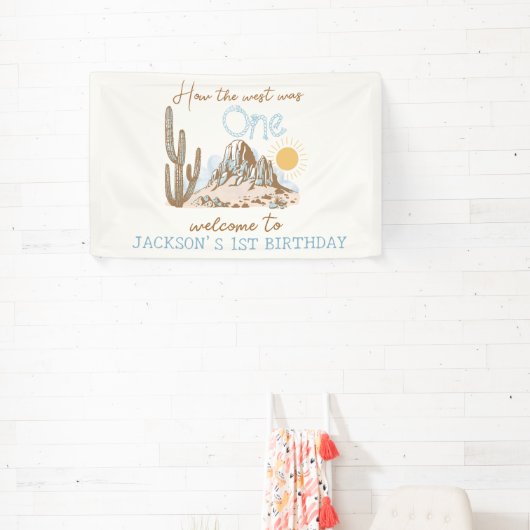 ヴィンテージデザートウェスタン1stバースデーウェルカムバナー 横断幕 (インサイチュ)