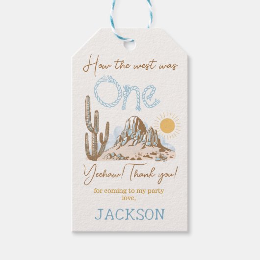 ヴィンテージデザートウエスタンワイルドウェスト1st誕生日 ギフトタグ (正面)